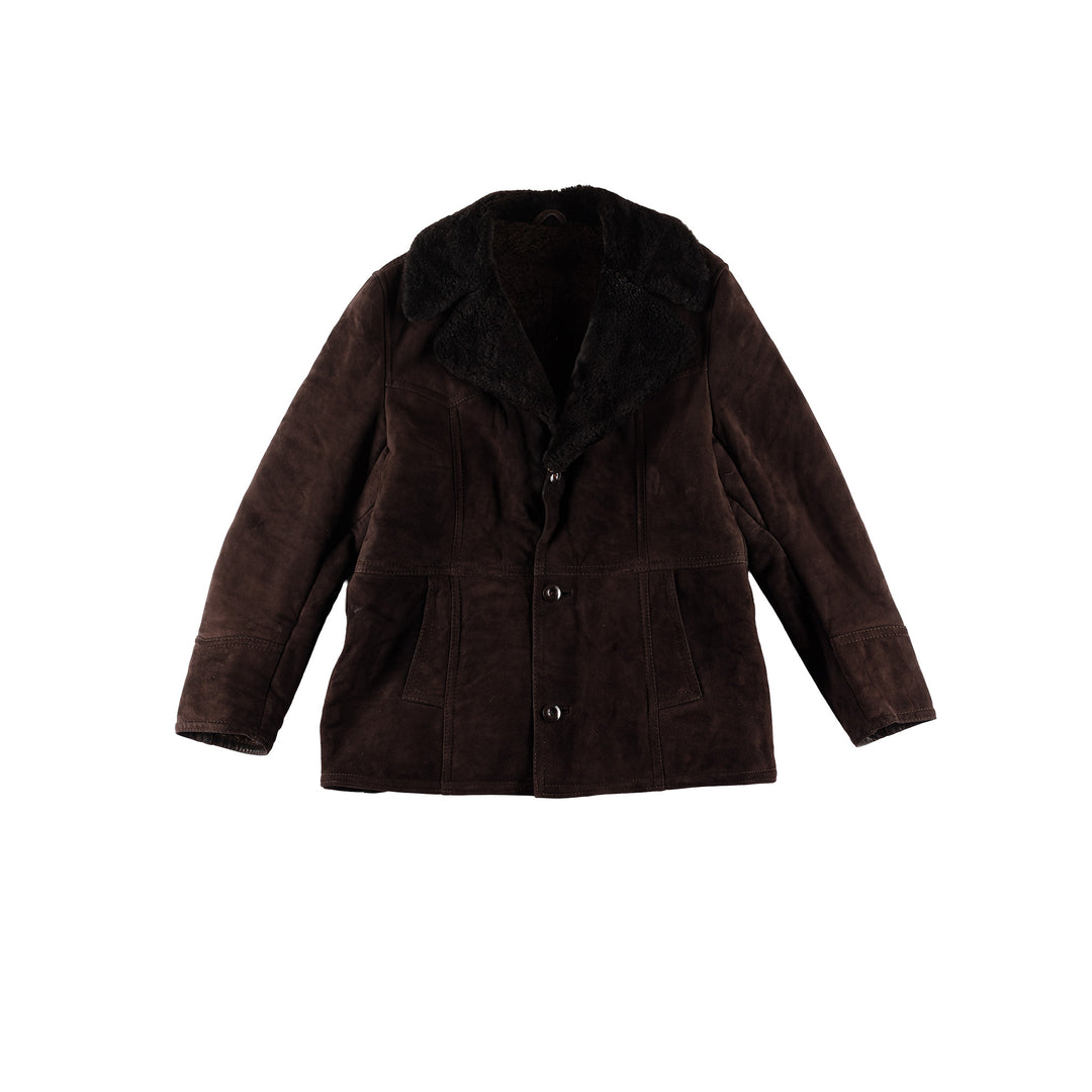 Vintage 80's Men Sheepskin Coat in BrownVN481
