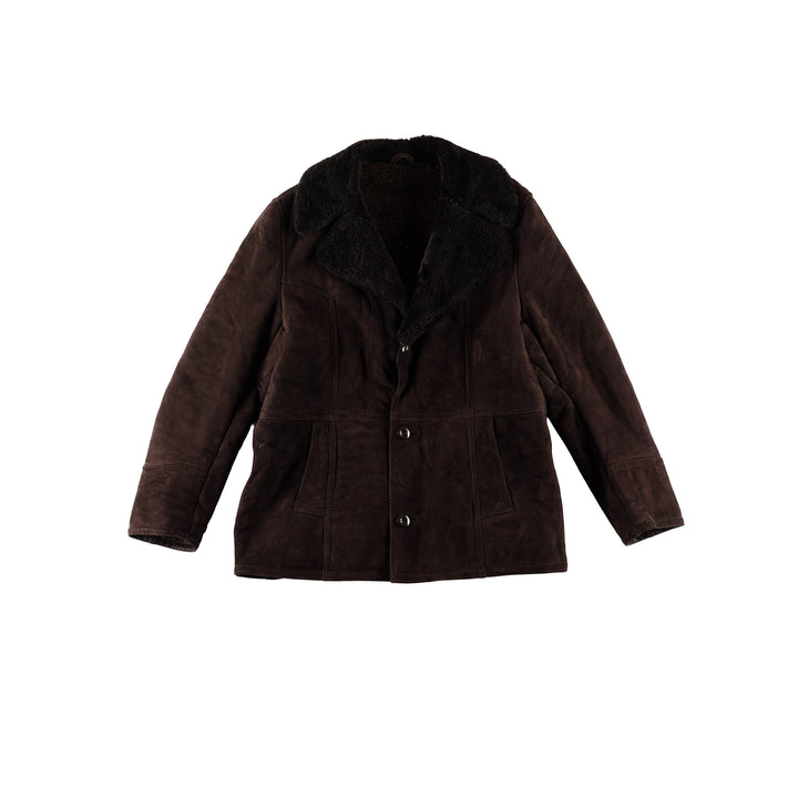 Vintage 80's Men Sheepskin Coat in BrownVN481