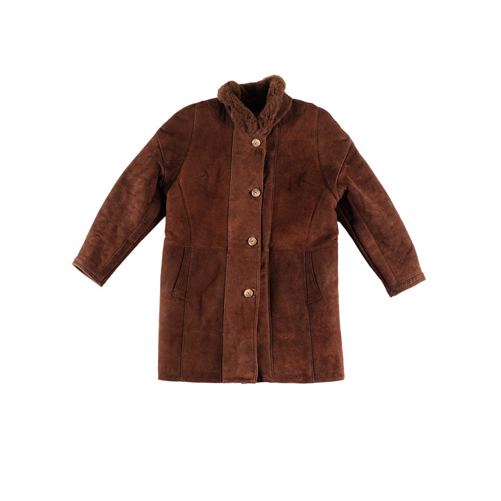 Vintage 80's Women Sheepskin Coat in BrownMN341