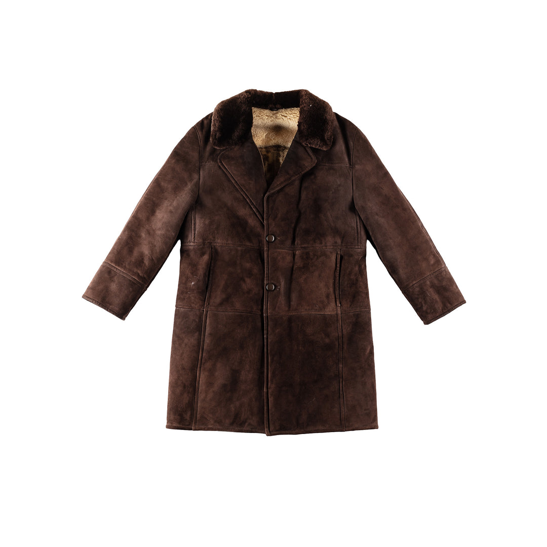 Vintage 80's Men Sheepskin Coat in BrownVN398