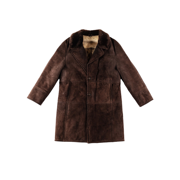 Vintage 80's Men Sheepskin Coat in BrownVN398