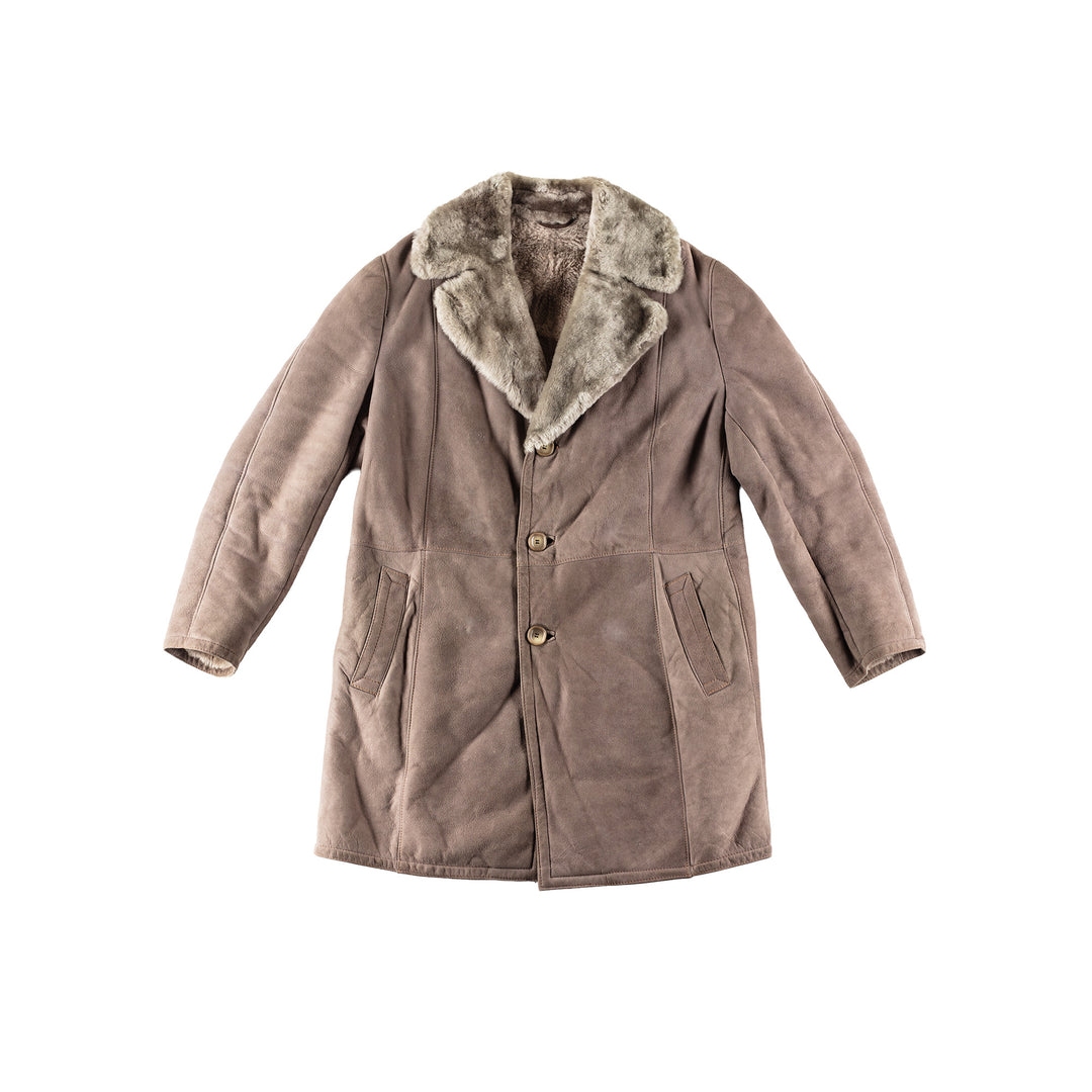 Vintage 80's Men Sheepskin Coat in GrayVN255