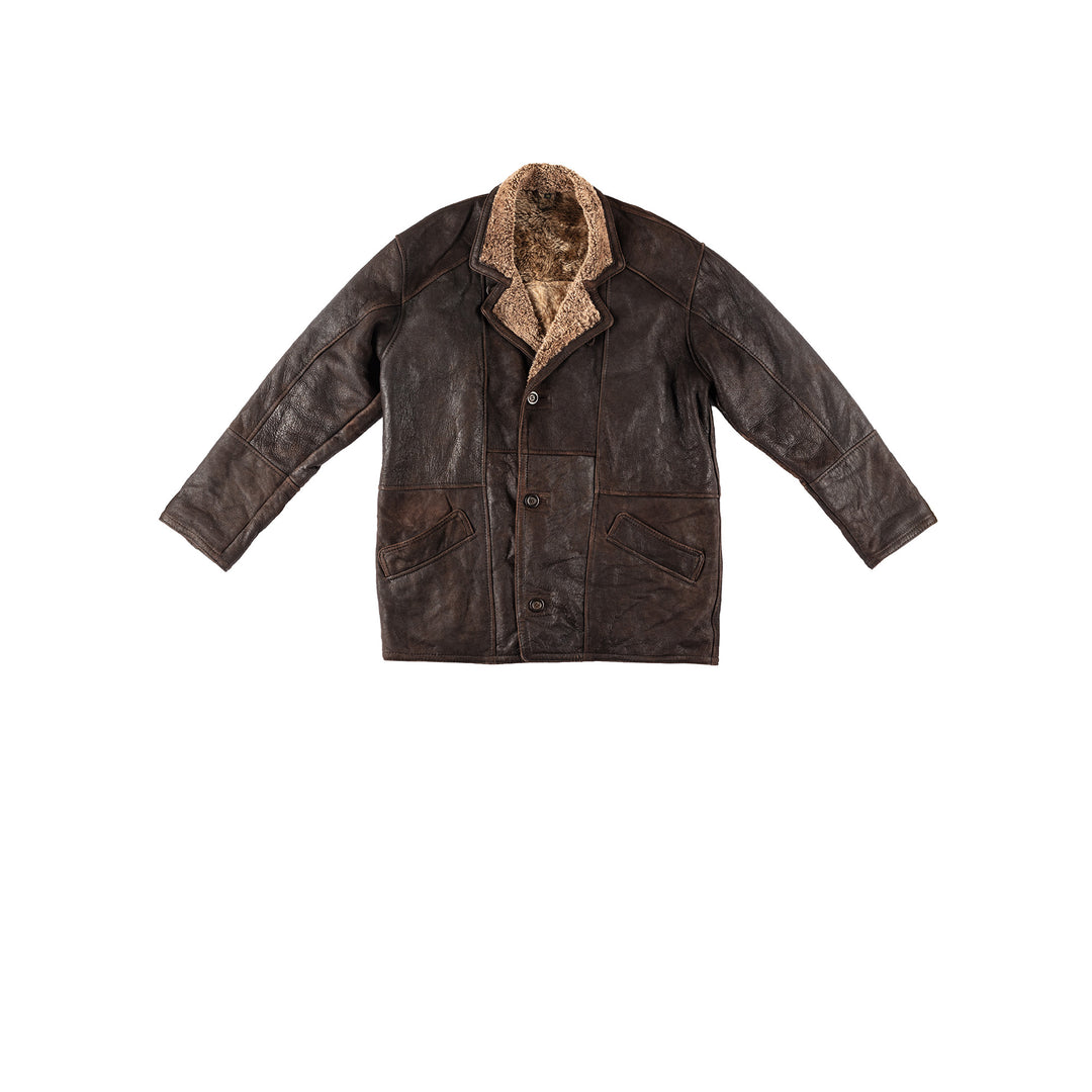 Vintage 80's Men Sheepskin Coat in BrownVN207