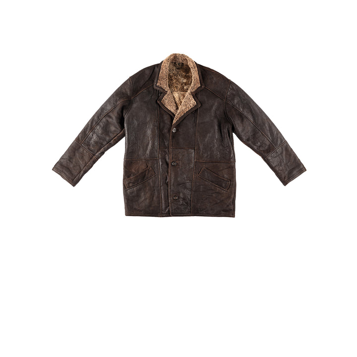 Vintage 80's Men Sheepskin Coat in BrownVN207