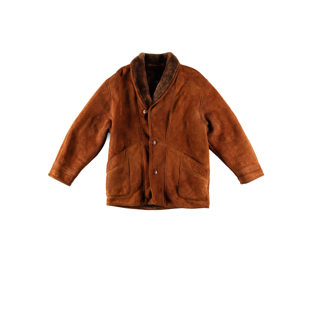 Vintage 80's Men Sheepskin Coat in BrownVN620