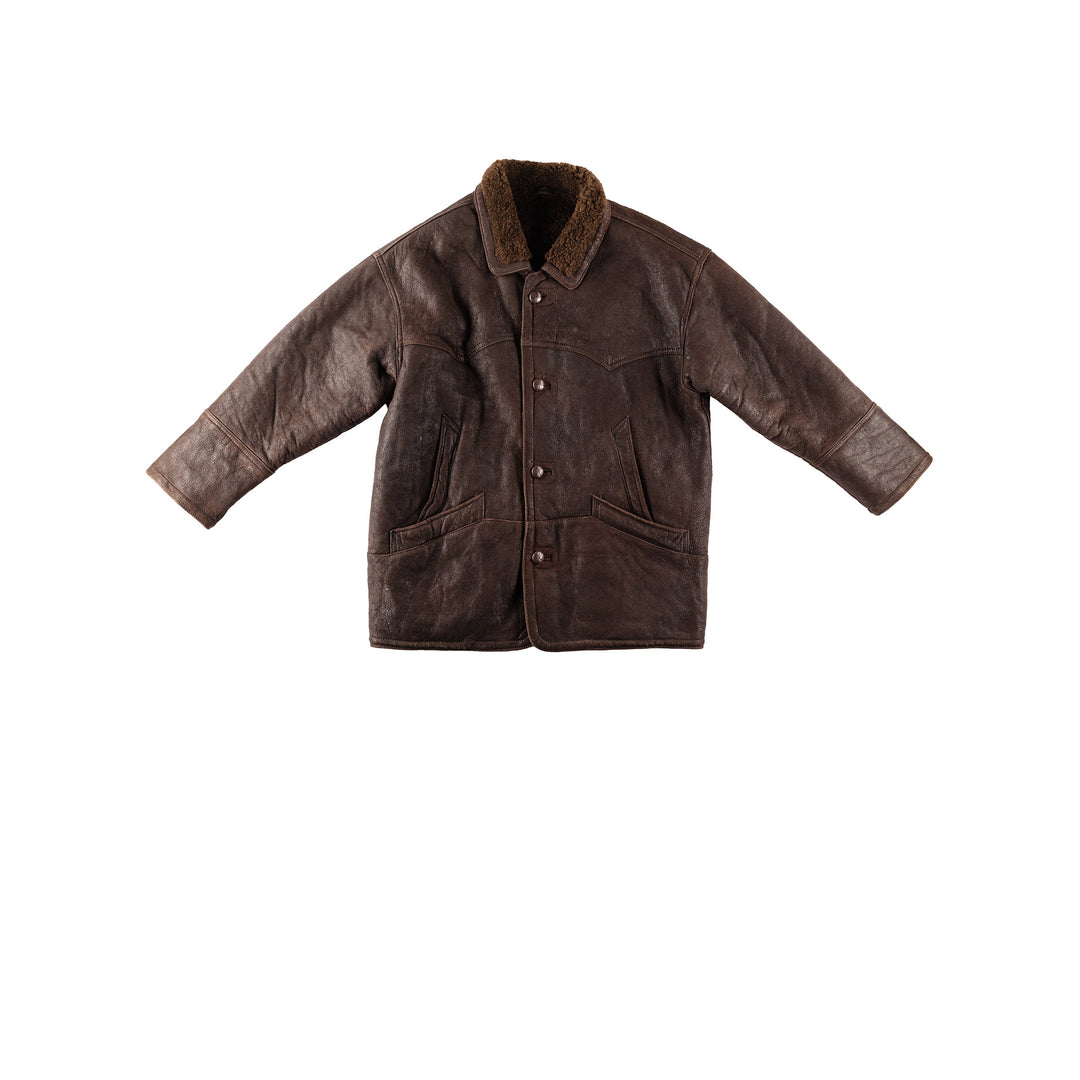 Vintage 90's Men Sheepskin Coat in BrownVN183