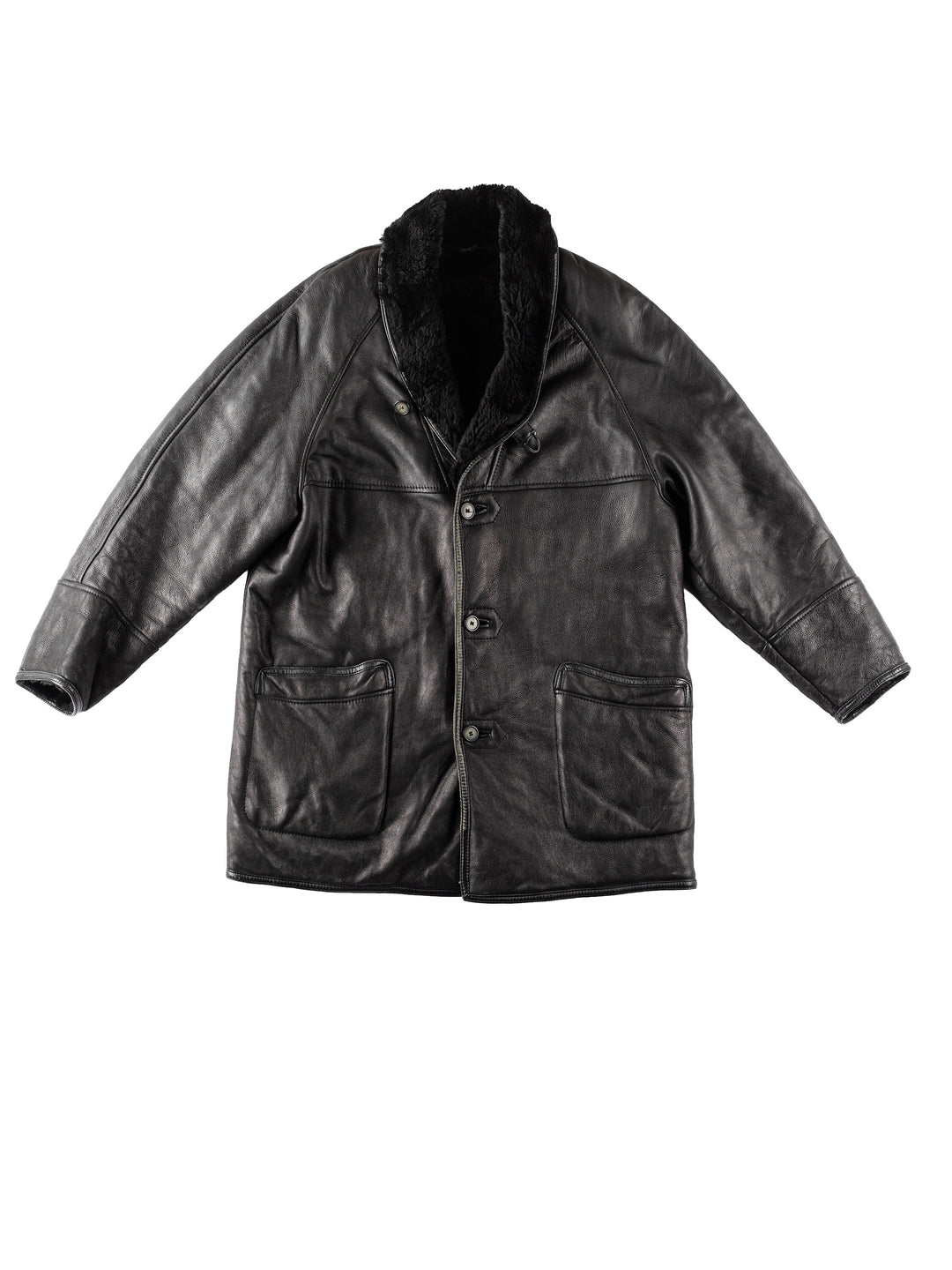 Vintage 90's Men Sheepskin Coat in BlackVN168