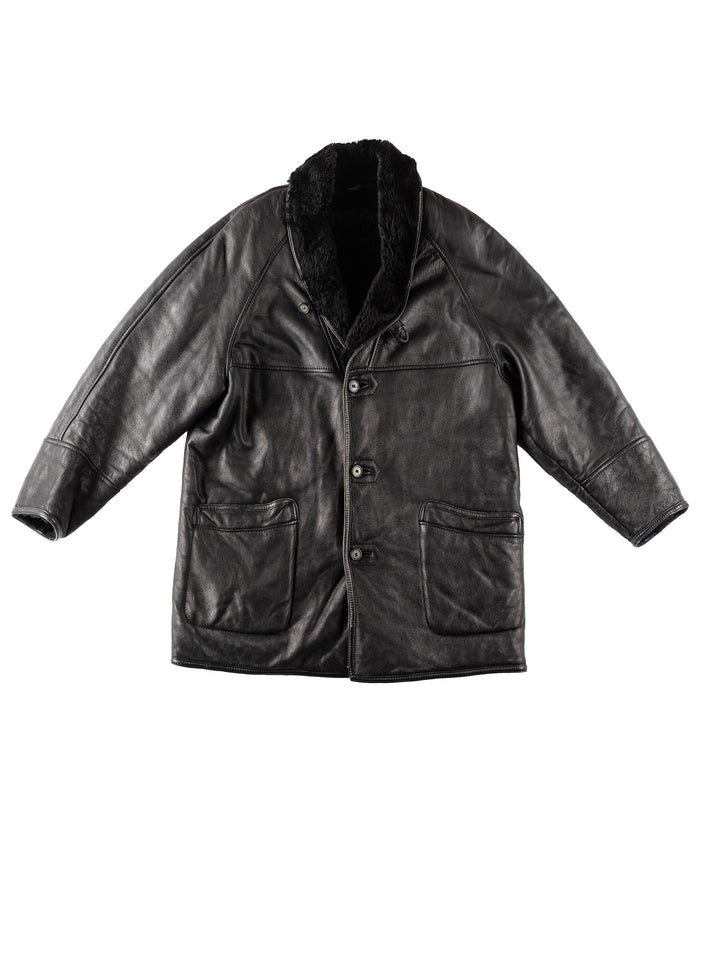Vintage 90's Men Sheepskin Coat in BlackVN168