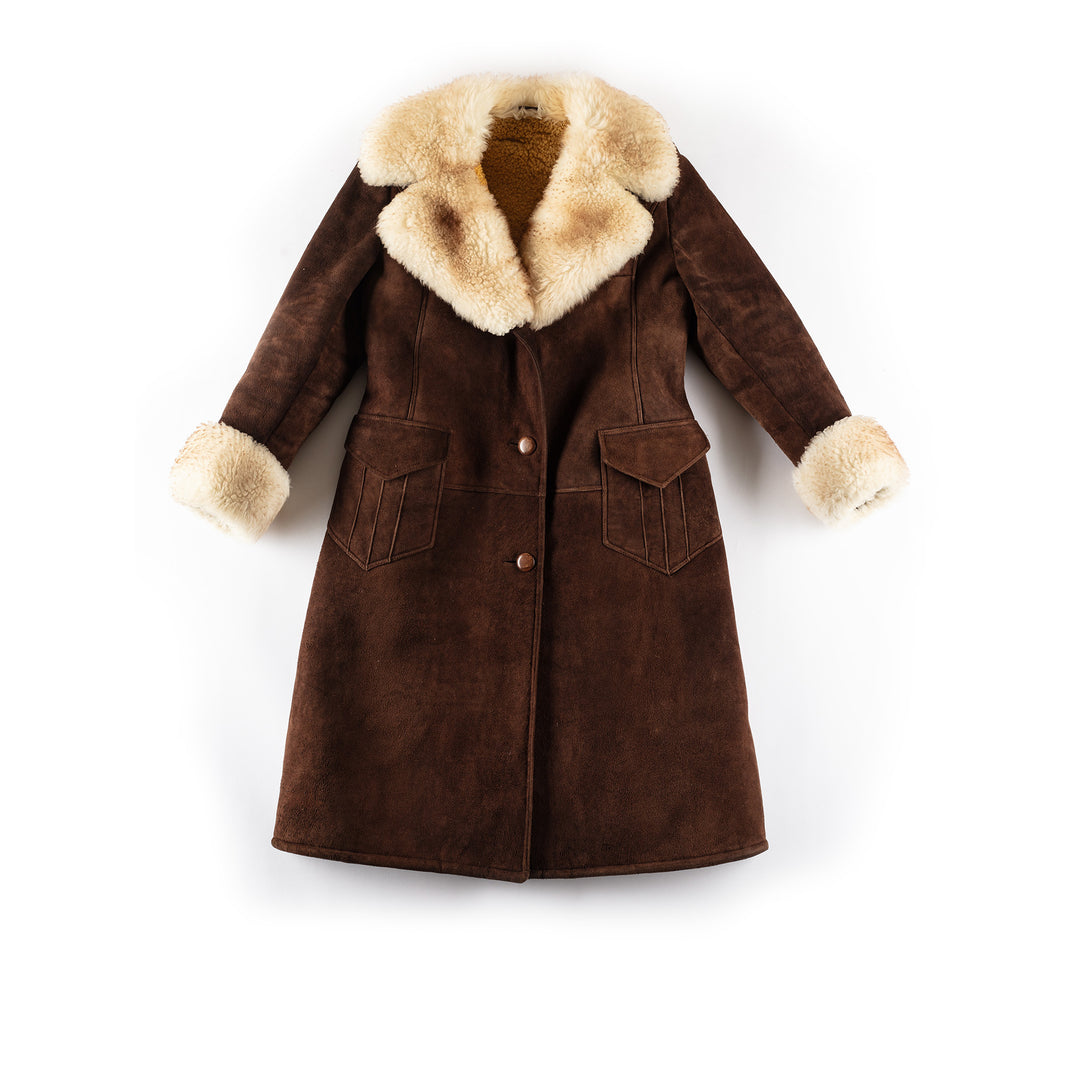 Vintage 70's Women Sheepskin Coat in BrownMN265