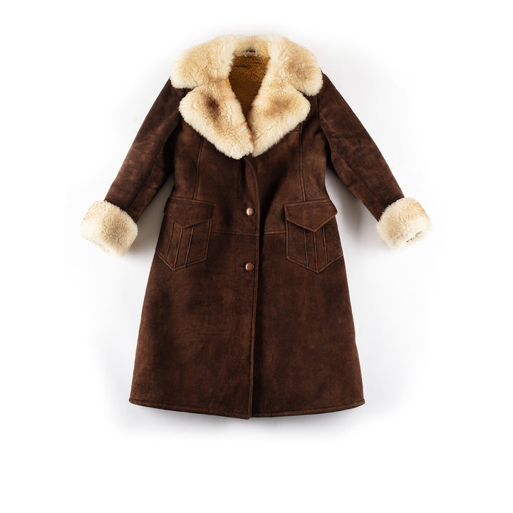 Vintage 70's Women Sheepskin Coat in BrownMN265