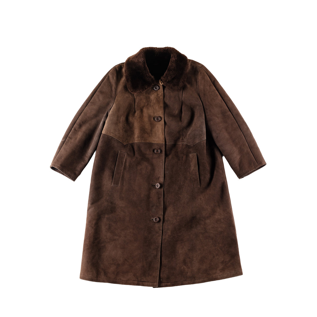 Vintage 80's Men Sheepskin Coat in BrownVN388