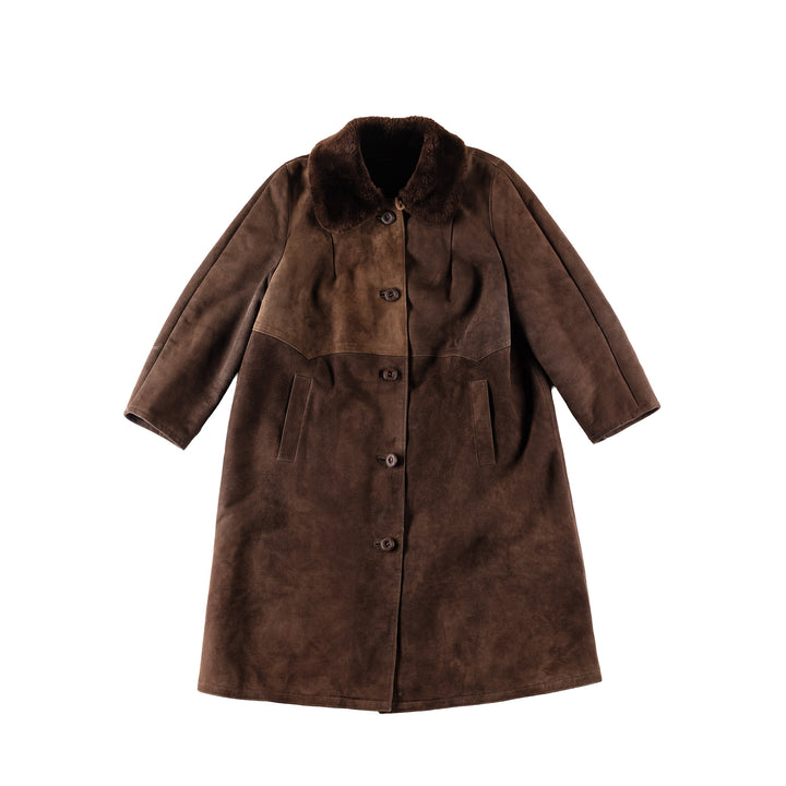 Vintage 80's Men Sheepskin Coat in BrownVN388