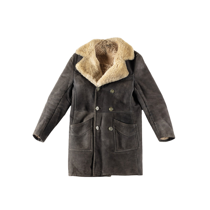 Vintage 70's Men Sheepskin Coat in GrayVN397