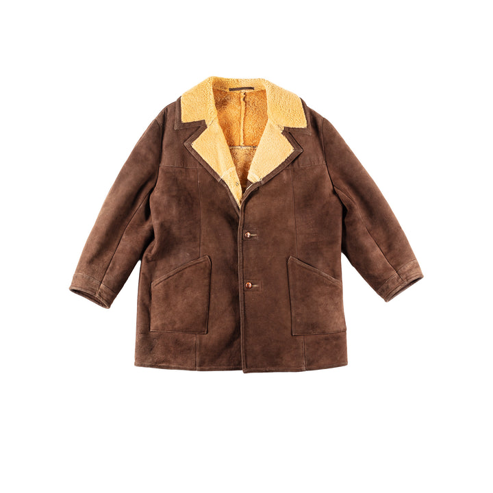 Vintage 70's Men Sheepskin Coat in Brown