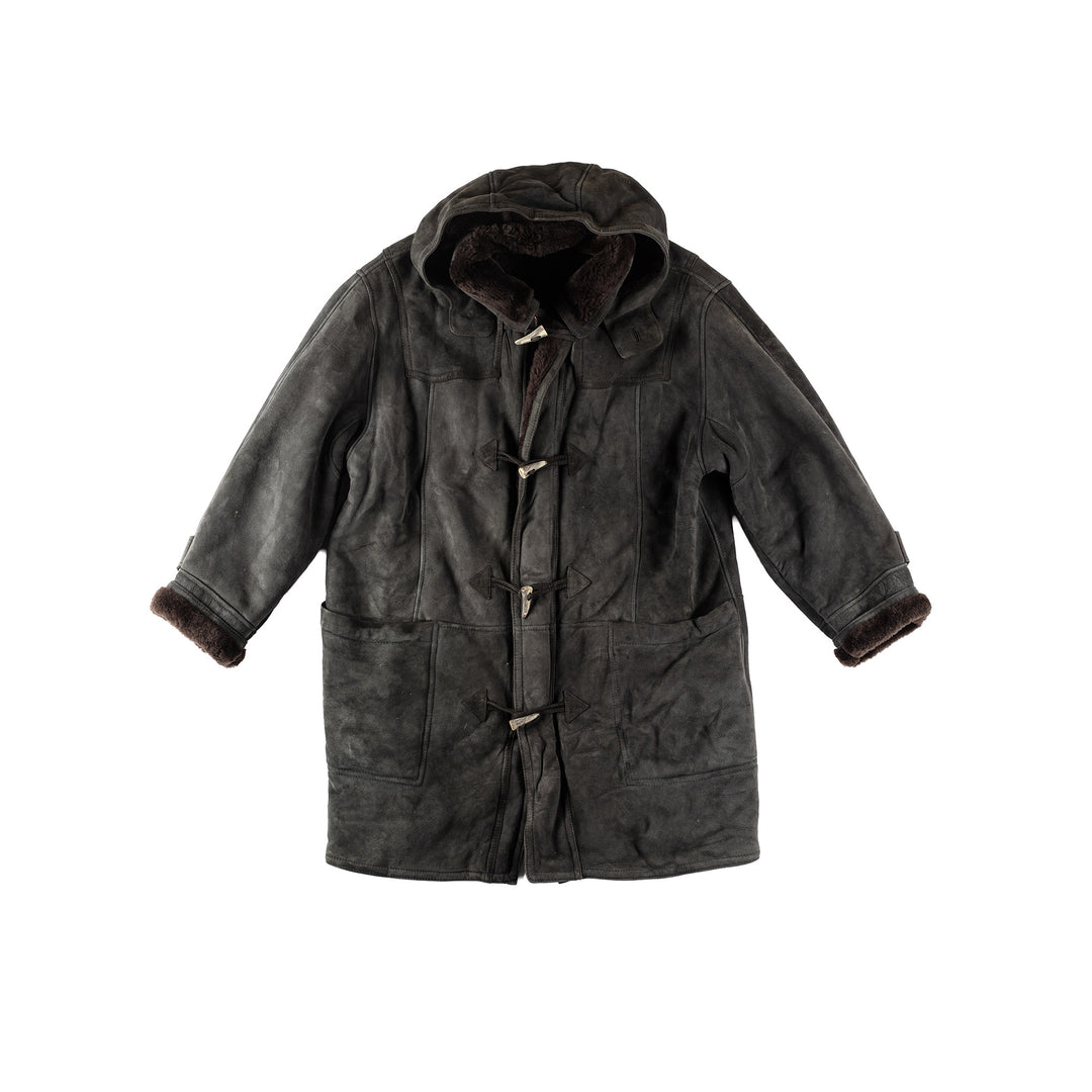 Vintage 80's Men Sheepskin Coat in BlackVN127