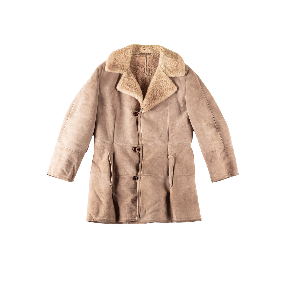 Vintage 70's Men Sheepskin Coat in BeigeVN346