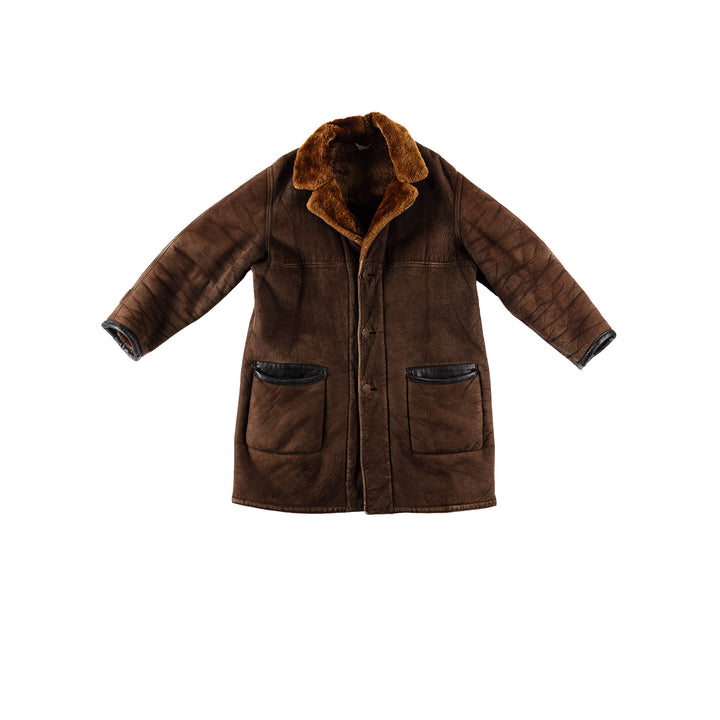 Vintage 70's Men Sheepskin Coat in BrownVN602