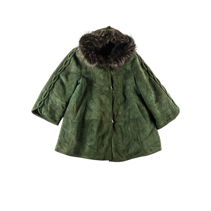 Vintage 80's Women Sheepskin Coat in Green
