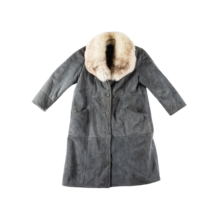 Vintage 70's Women Sheepskin Coat in GrayMN184