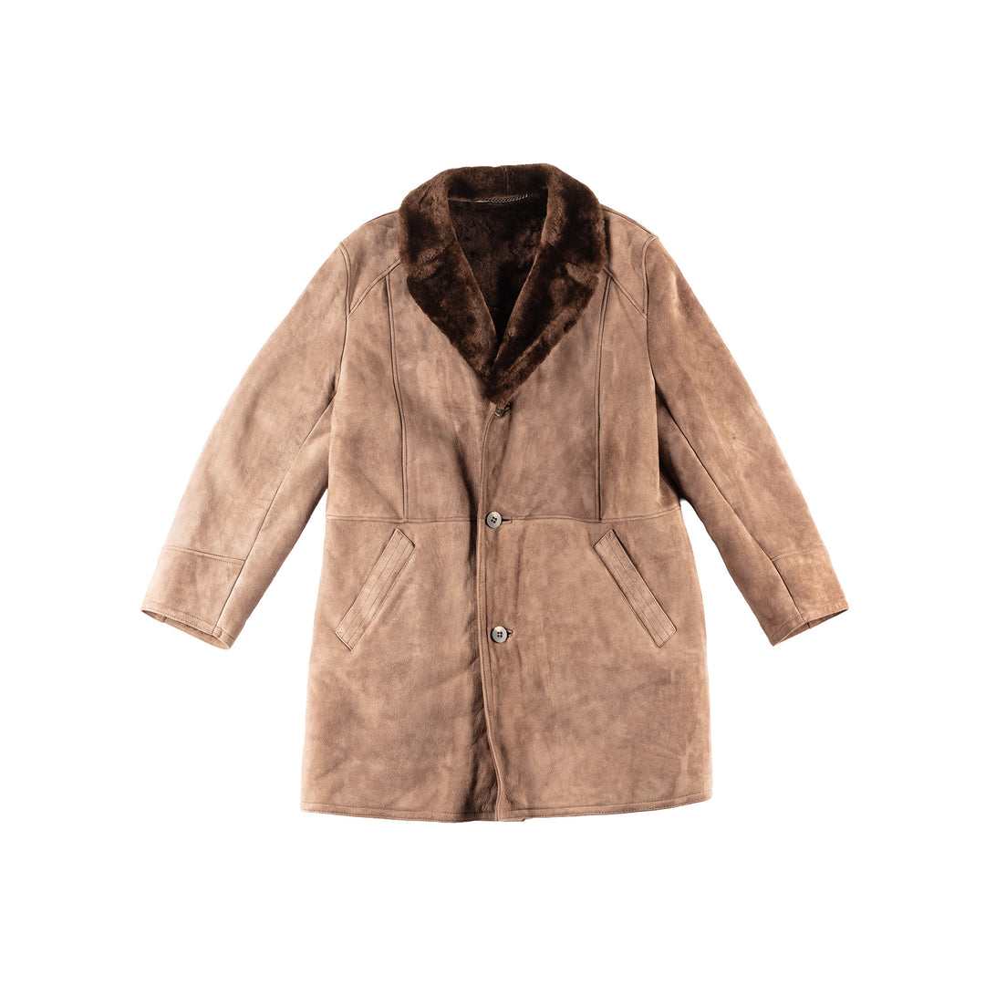 Vintage 70's Men Sheepskin Coat in Brown