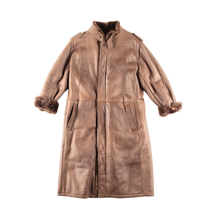 Vintage 80's Men Sheepskin Coat in Brown