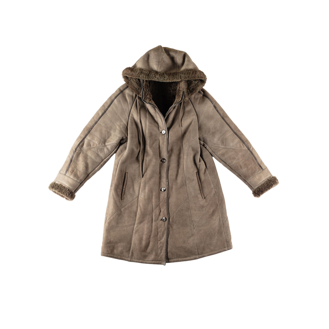 Vintage 90's Women Sheepskin Coat in GrayMN208