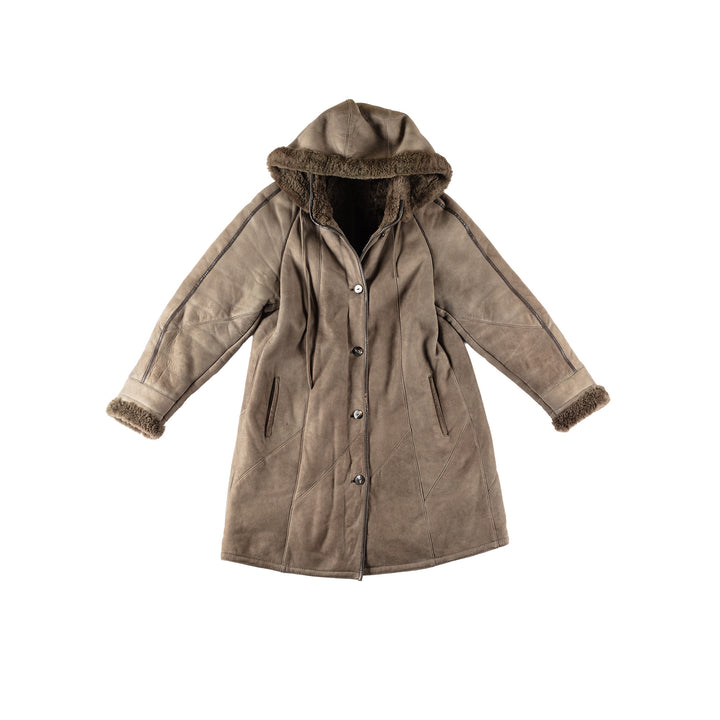 Vintage 90's Women Sheepskin Coat in GrayMN208