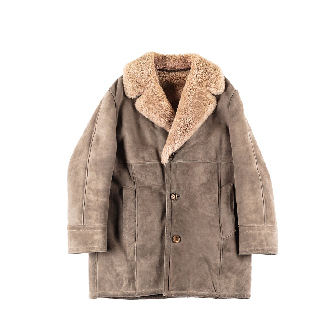 Vintage 80's Men Sheepskin Coat in Gray