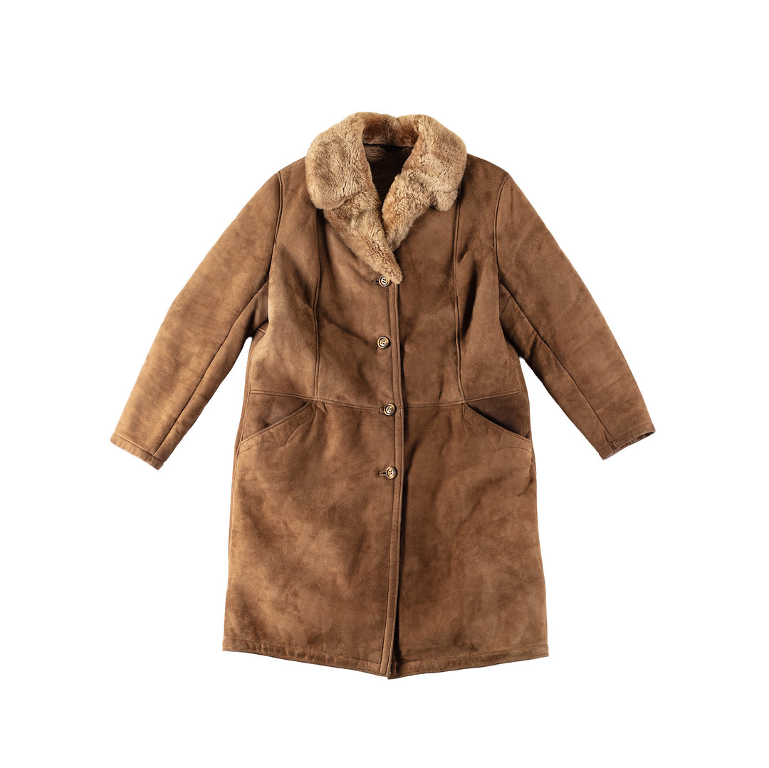 Vintage 80's Women Sheepskin Coat in BrownMN360