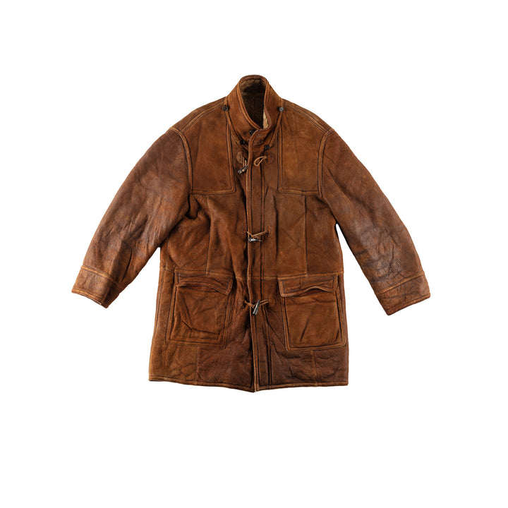 Vintage 80's Men Sheepskin Coat in BrownVN175