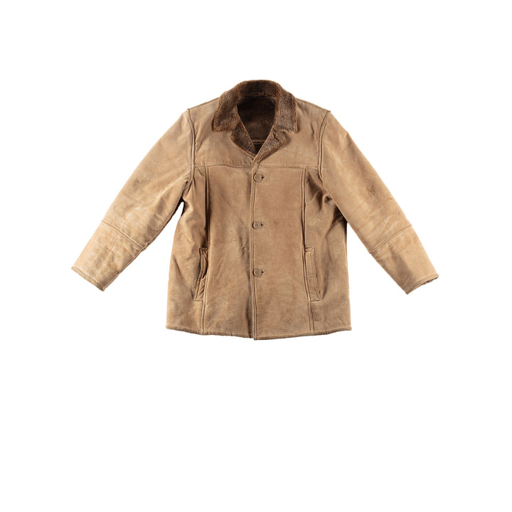 Vintage 80's Men Faux Sheepskin Coat in BeigeVN494