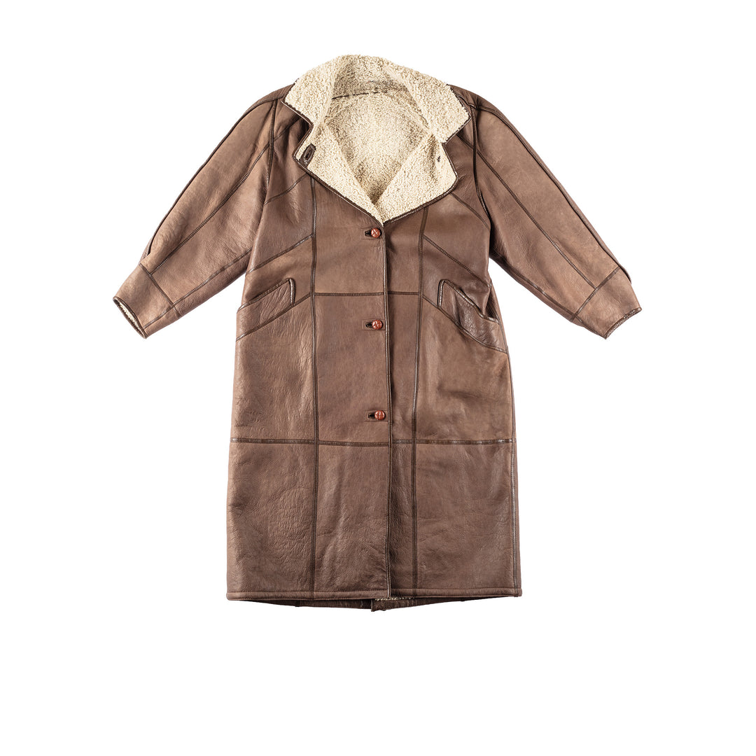 Vintage 90's Women Sheepskin Coat in BrownMN213