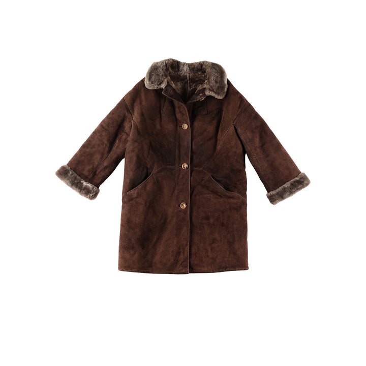 Vintage 80's Women Sheepskin Coat in BrownMN320
