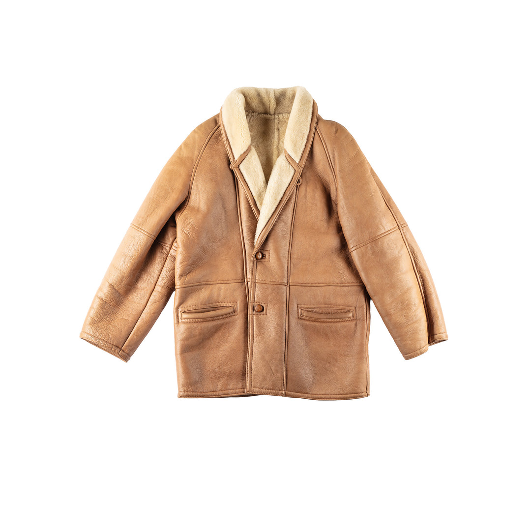 Vintage 90's Men Sheepskin Coat in BrownVN246