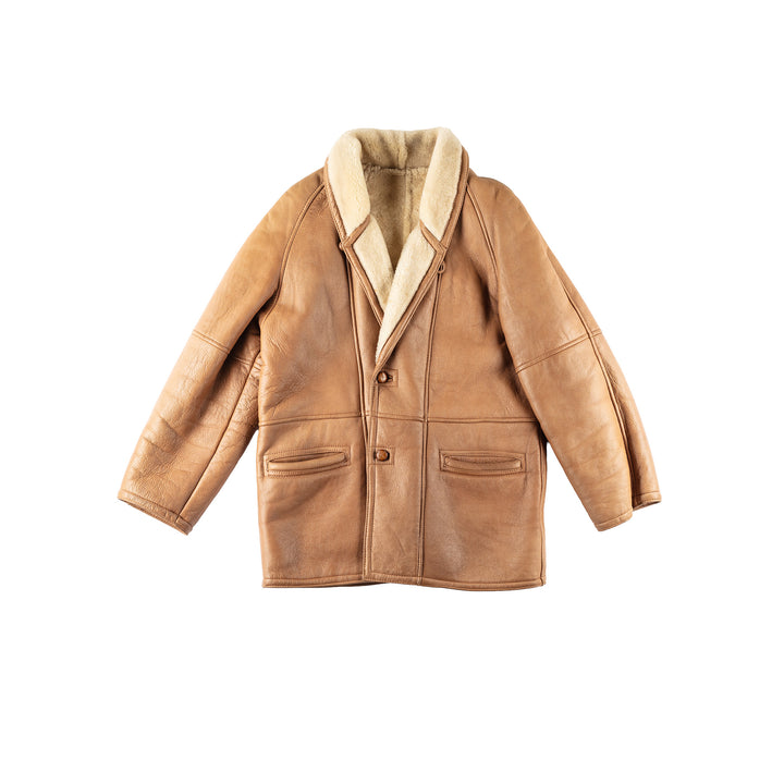 Vintage 90's Men Sheepskin Coat in BrownVN246