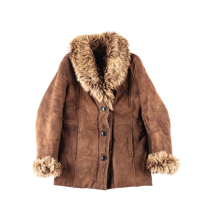 Vintage 70's Women Sheepskin Coat in Brown