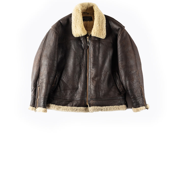 Avirex B-3 Shearling Flight Jacket Brown Leather WWII USAAF Bomber Jacket