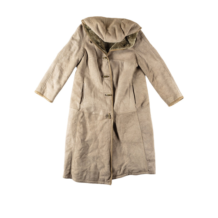 Vintage 80's Women Sheepskin Coat in GrayMN181