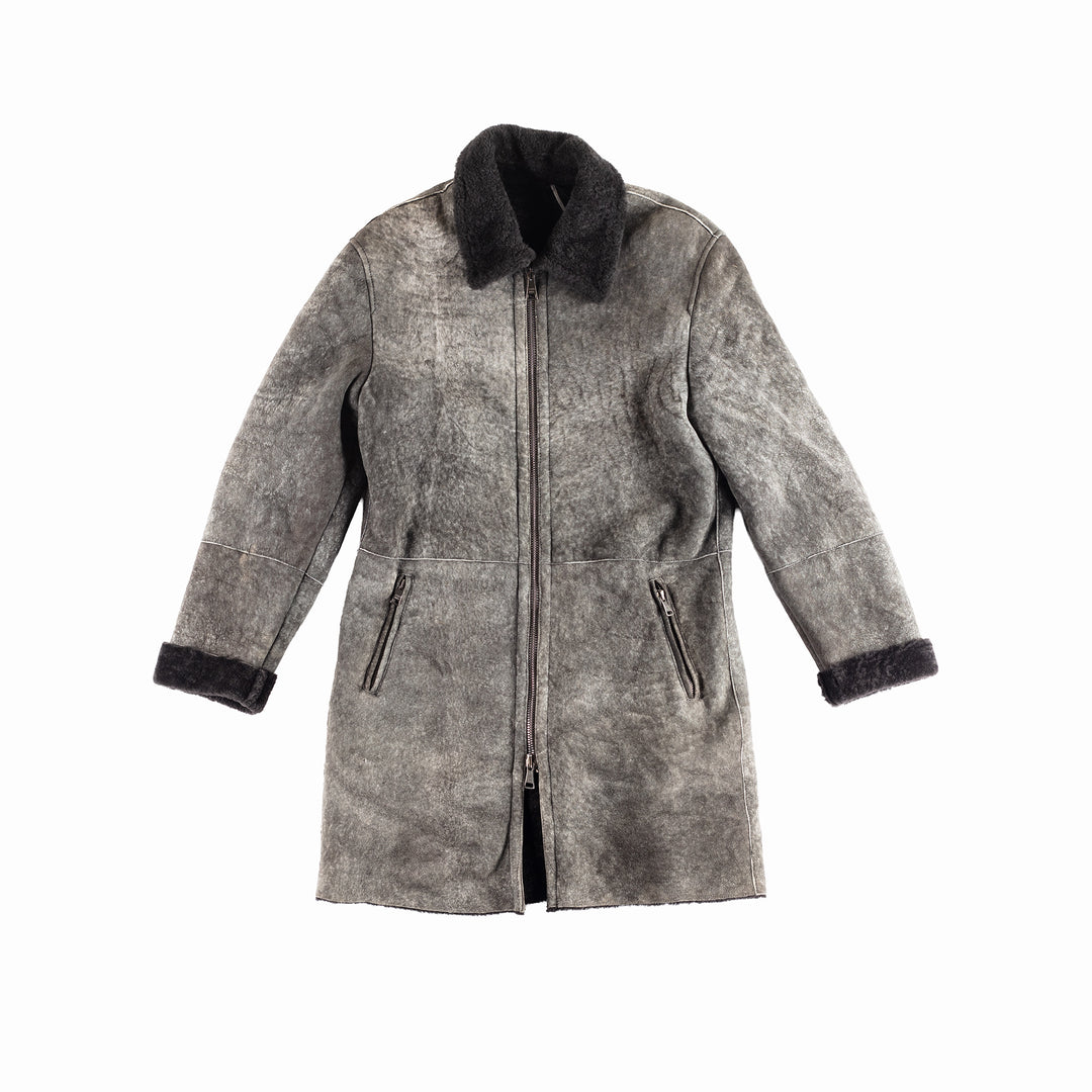 Vintage 00's Women Sheepskin Coat in Gray