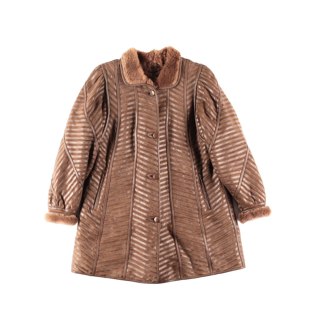 Vintage 00's Women Sheepskin Coat in Brown