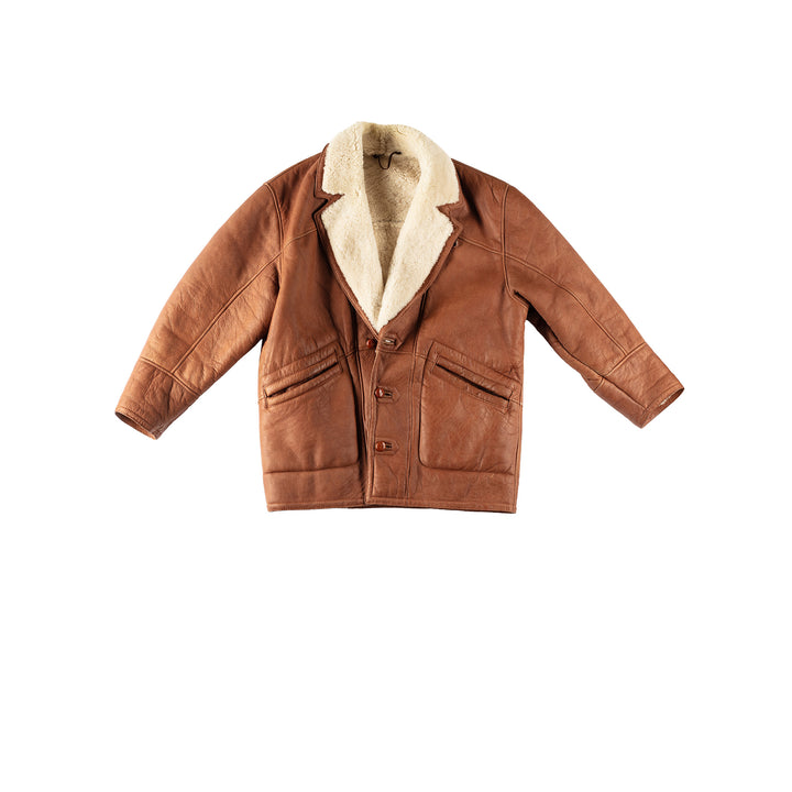 Vintage 80's Men Sheepskin Coat in BrownVN375