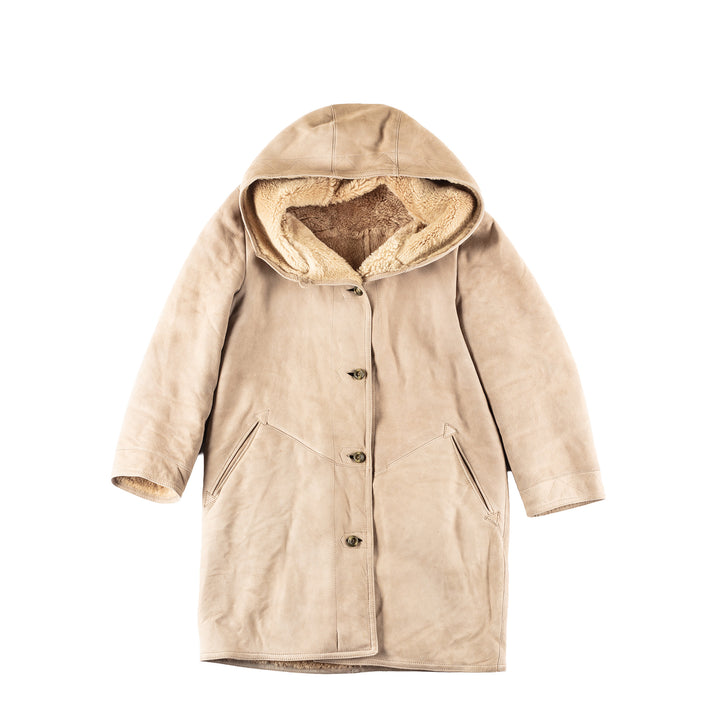 Vintage 80's Women Sheepskin Coat in Beige