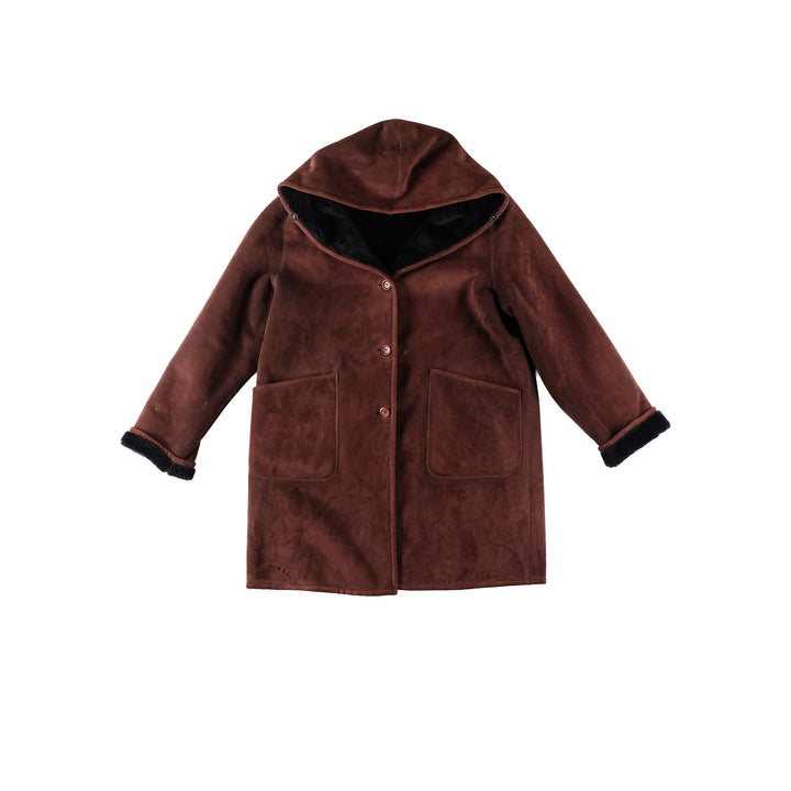 Vintage 90's Women Faux Sheepskin Coat in BrownMN158