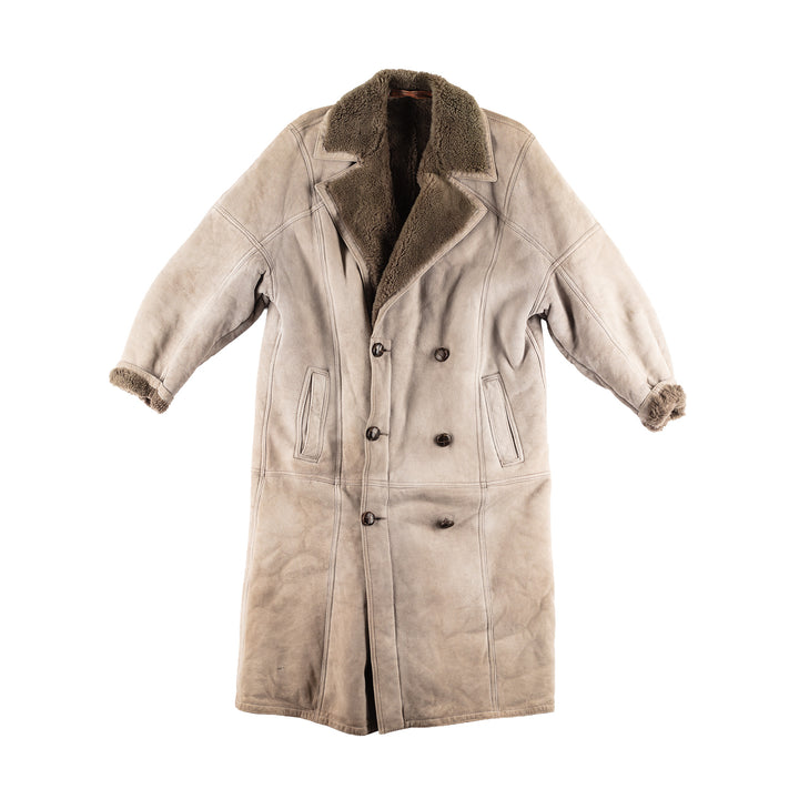 Vintage 80's Men Sheepskin Coat in Gray