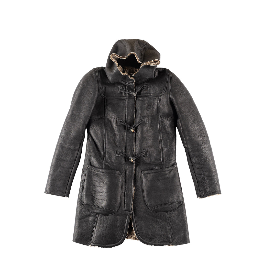 Vintage 80's Women Sheepskin Coat in Black