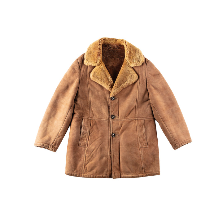 Vintage 80's Men Sheepskin Coat in BrownVN163