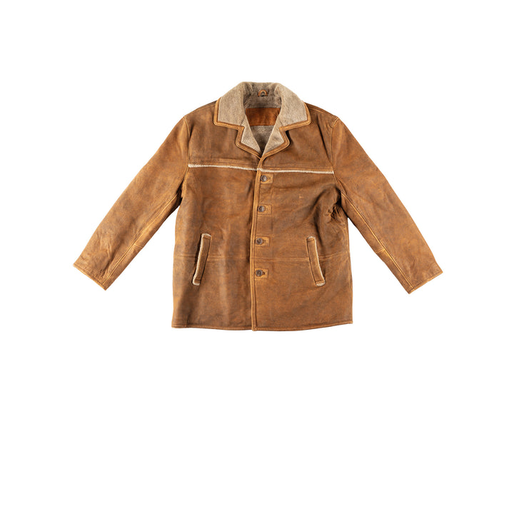 Vintage 90's Men Faux Sheepskin Coat in BrownVN218