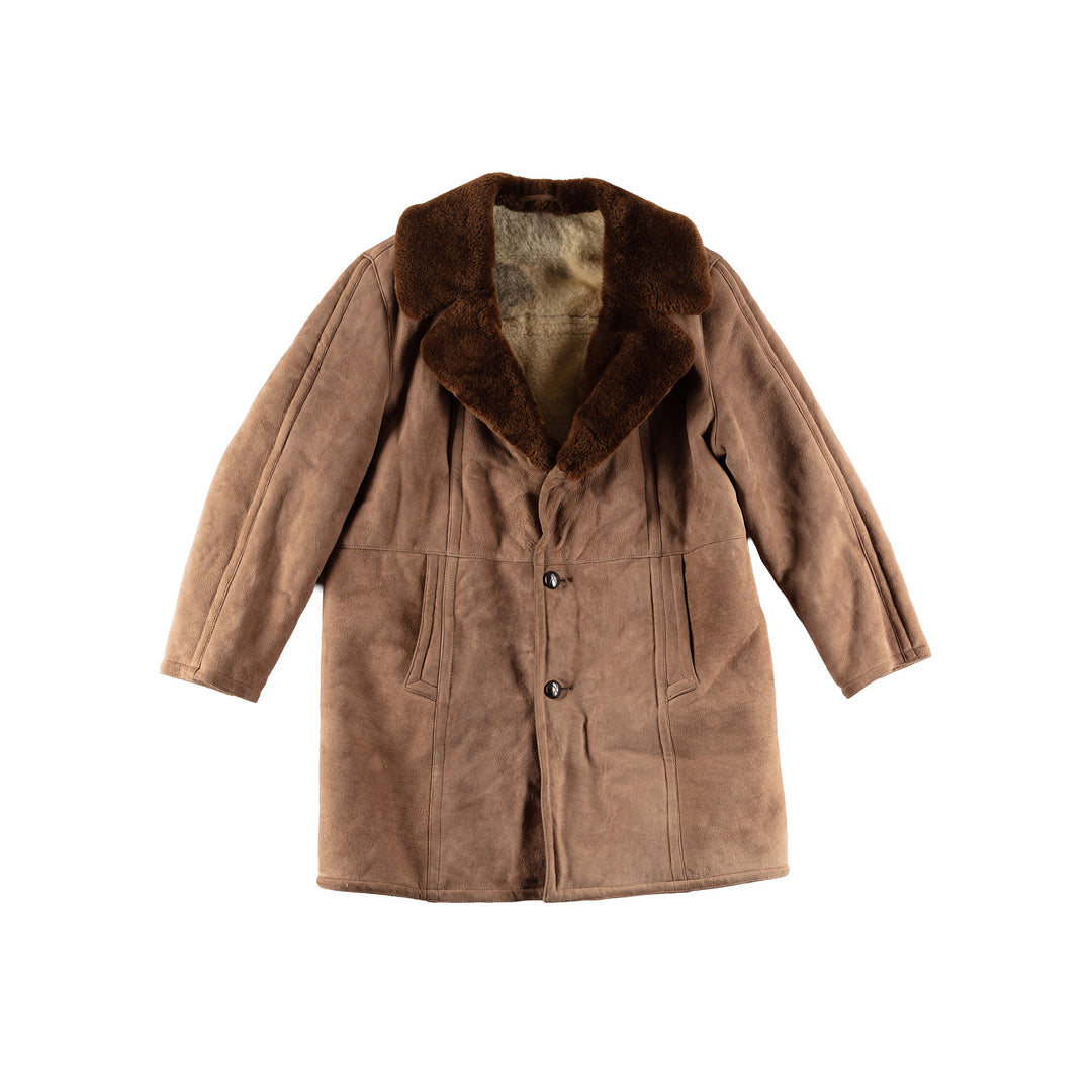 Vintage 80's Men Sheepskin Coat in BrownVN483