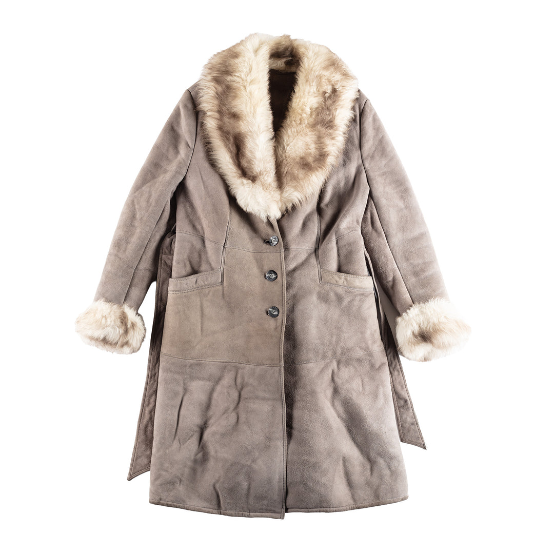 Vintage 70's Women Sheepskin Coat in Gray
