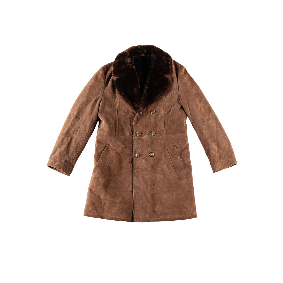Vintage 70's Men Faux Sheepskin Coat in BrownVN598